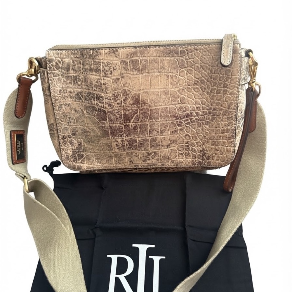 Lauren Ralph Lauren Medium Noa Croc-Embossed Leather Crossbody with Dust Bag - Picture 2 of 11